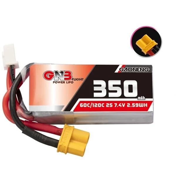 Gaoneng Gnb 350Mah 2S 7.4V 60C/120C HV Lipo Battery XT30 Plug For Beta75X Rc Drone Fpv racing Drone + Charger