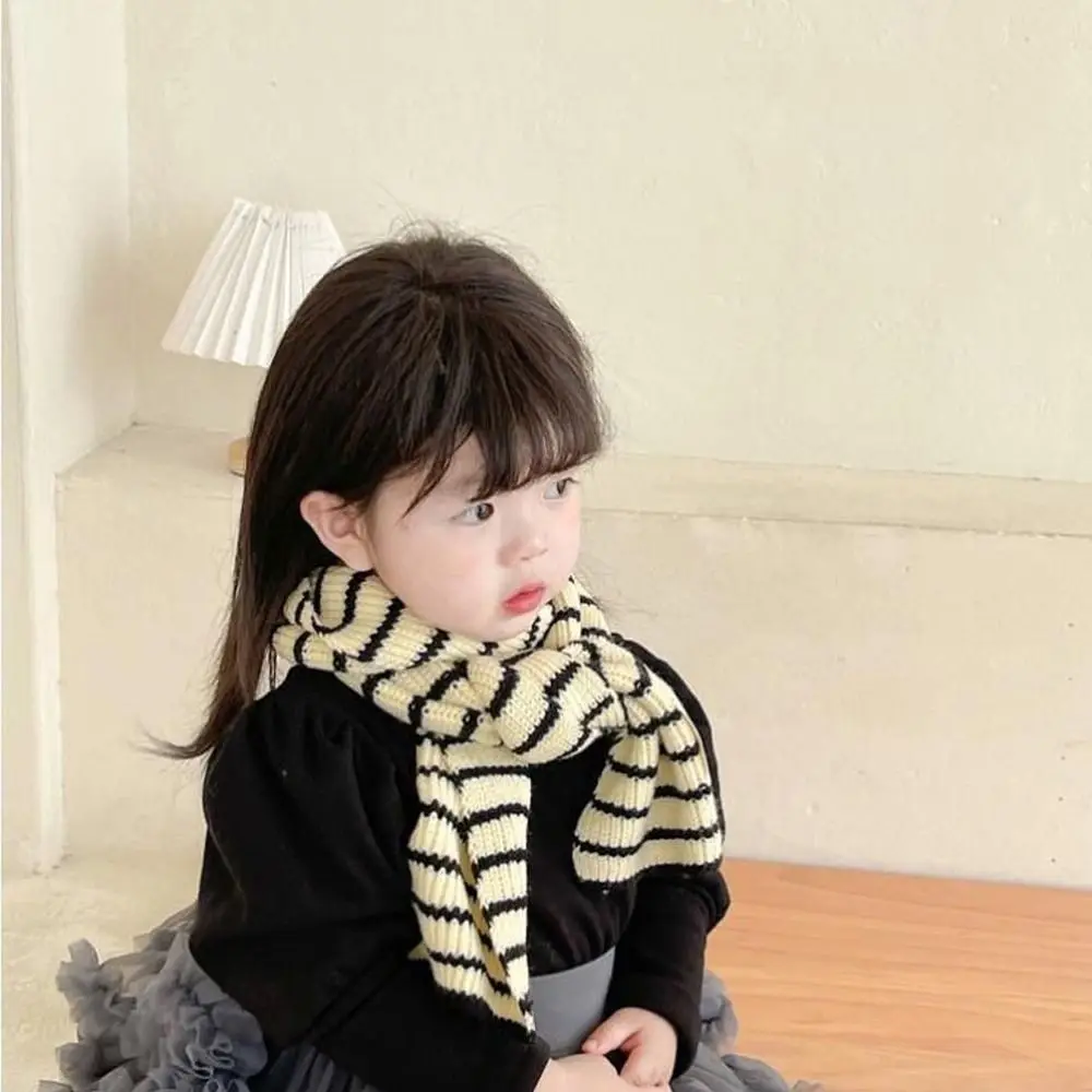 Boys Girls Minimalist Stripe Baby Scarf Neck Warm Thick Warm Baby Knitted Scarves Collar Wraps Neckerchief Autumn Winter baby scarf