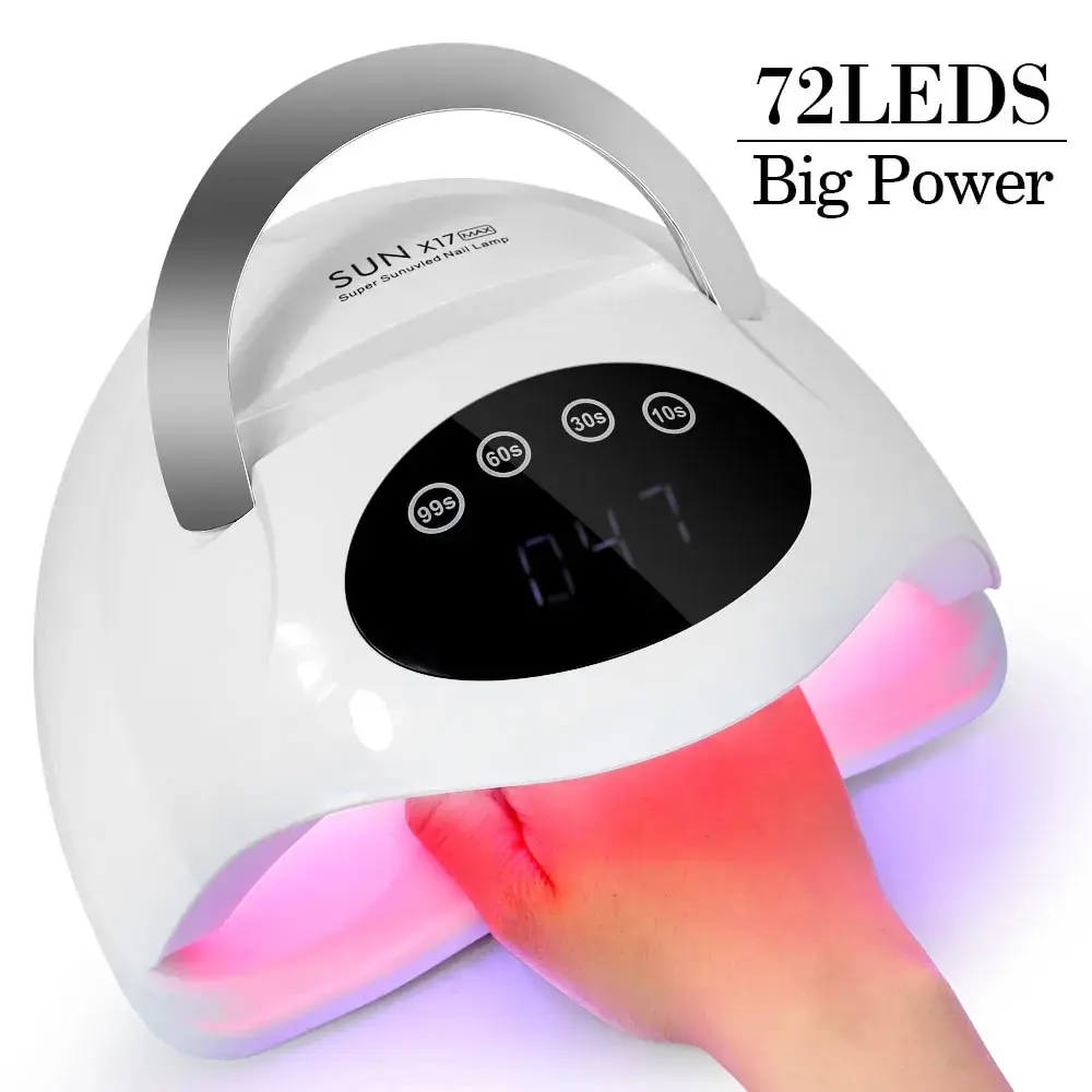X17 MAX-Lámpara LED UV para secado de esmalte de uñas de Gel, secador de uñas profesional con 72 LED, temporizador de pantalla táctil, Sensor automático