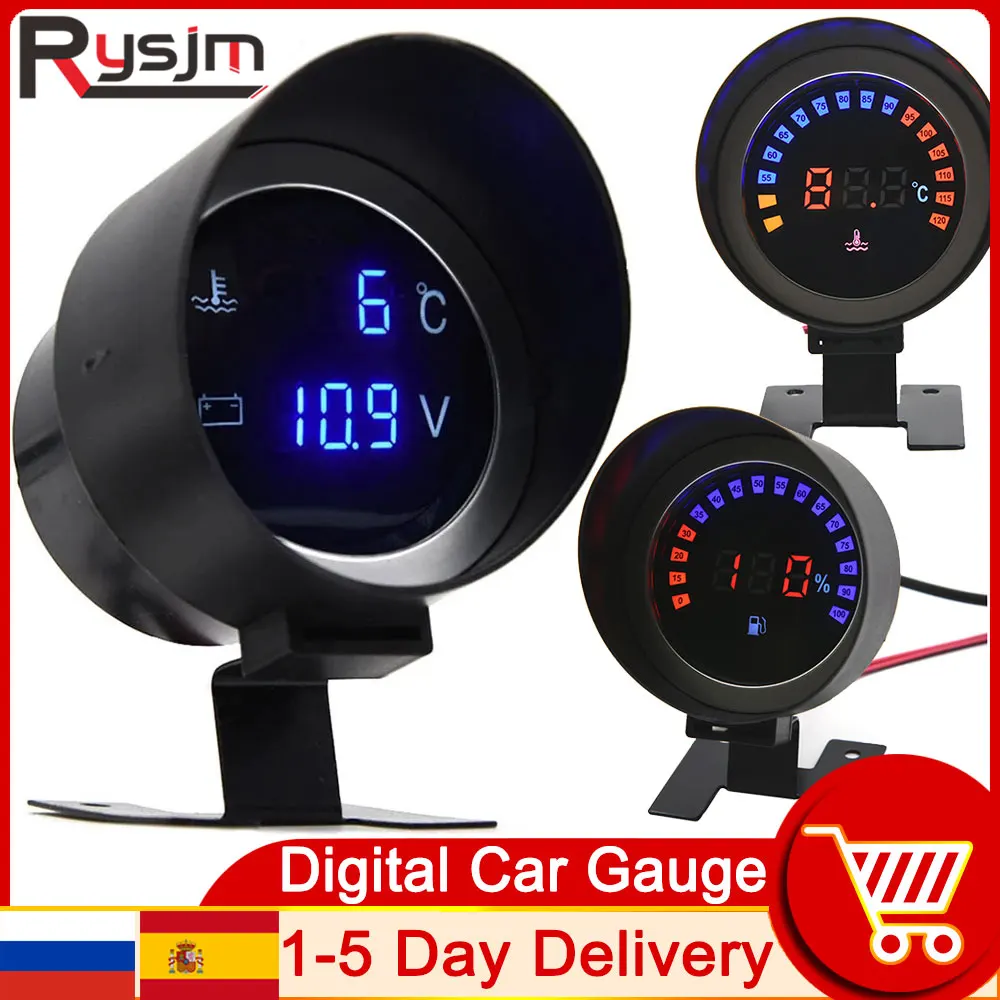 Round Lcd Digital Car Truck Water Temp Gauge Temperature Sensor