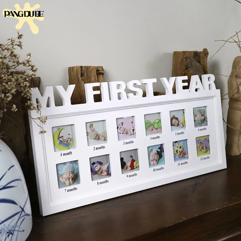 

My First Year Baby 12 Month Photo Frame Baby Accessories Newborn Gift Set Baby Foot and Hand Print Baby Photo Frame Baby Items