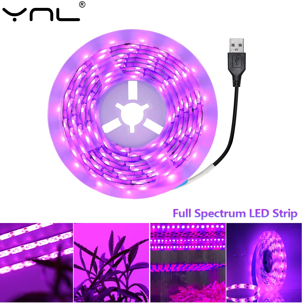 Usb Led Grow Light Full Spectrum Plant Light Outdoor Waterproof Dc 5V Strip Phyto Lamp Per La Piantina Di Fiori Vegetali Grow Tent