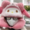 Cartoon Kuromi U-shaped Hooded Neck Pillow My Melody Hello Kitty Travel Blackout Nap Pillow With Hat Office Girl 3