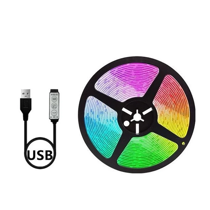 2835 LED Light Strip with 5V 3-key Wire Control Low-voltage USB Self-adhesive TV Background Atmosphere Light Strip RGB