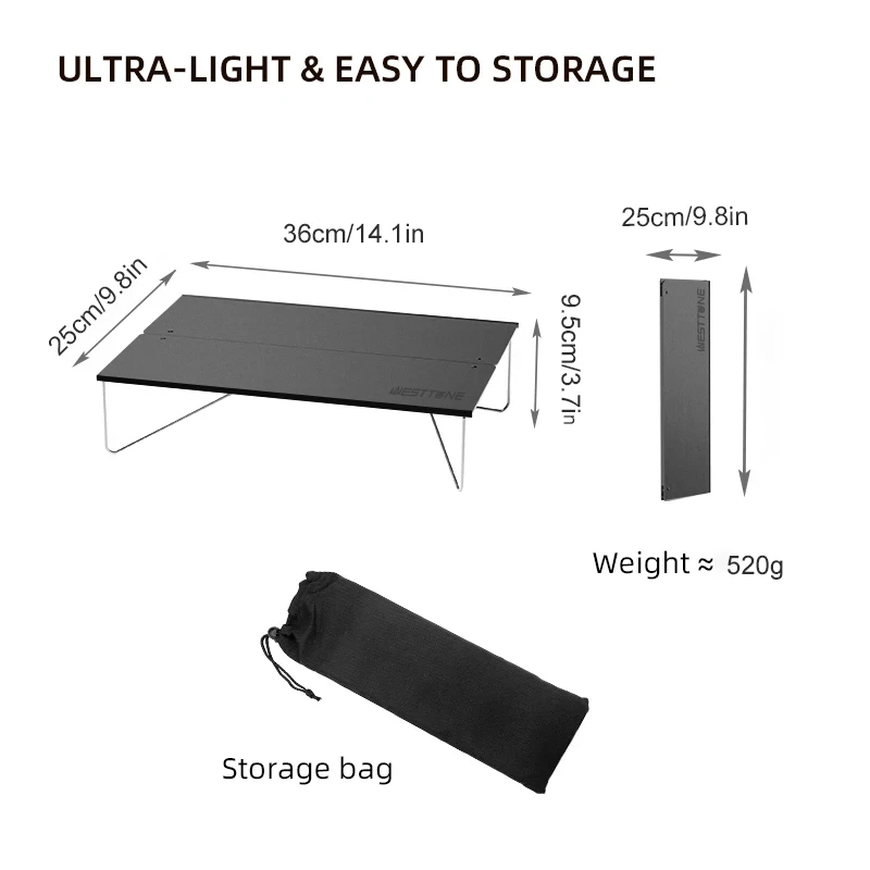 Camping Table WESTTUNE Pop-Up Outdoor Mini Portable Table Ultralight Aluminium Alloy Folding Coffee Table For Hiking Picnic BBQ Camping Supply