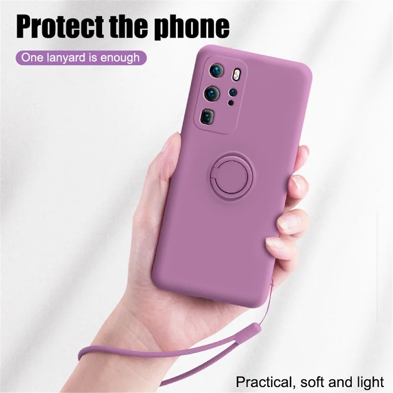 Magnetic Ring Holder Liquid Silicone Case For Huawei Mate 40 30 20 P20 P30 P50 Pro Honor 70 60 50 SE Protecive Strap_voghion.com