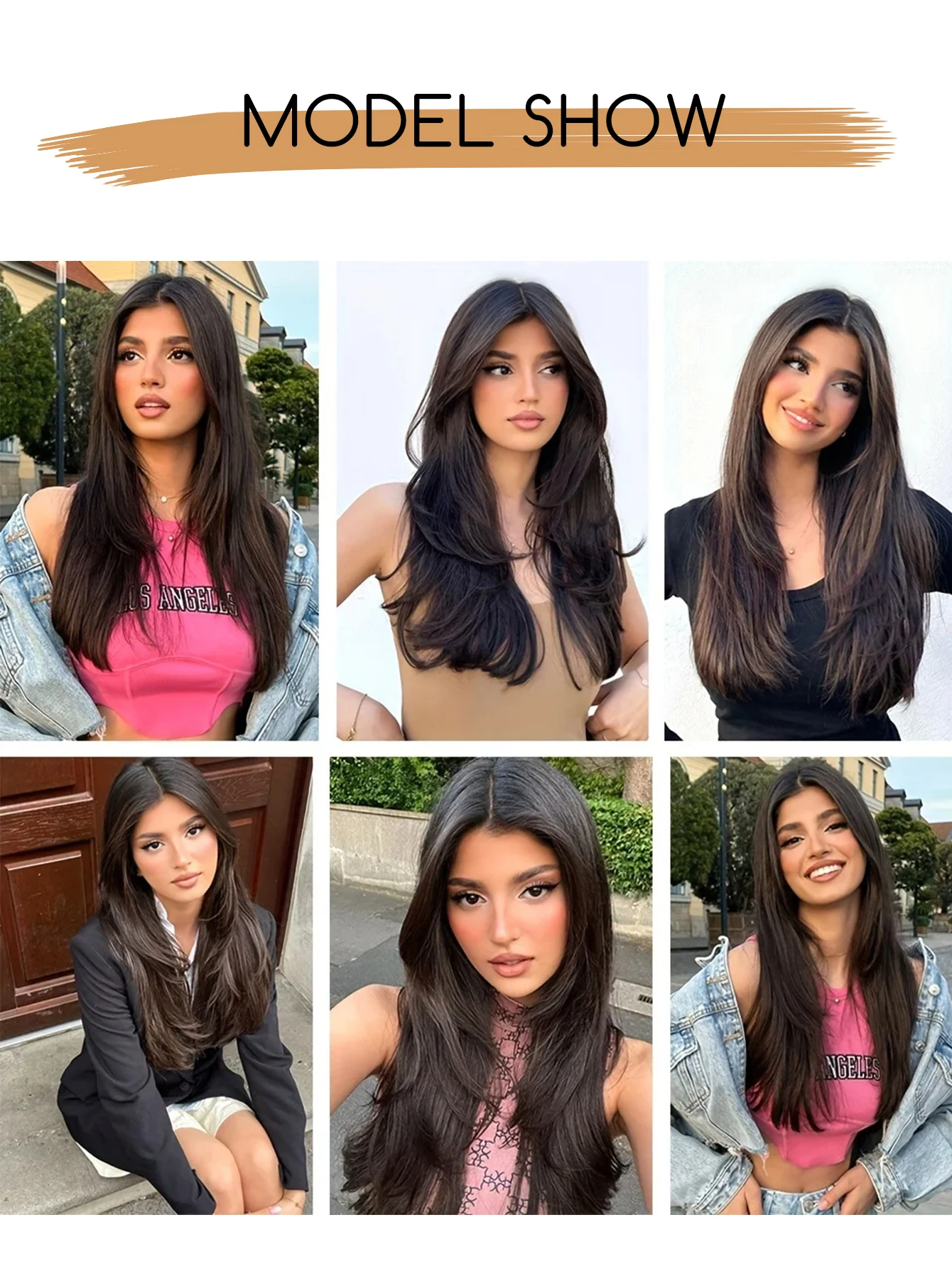 Synthetic Black Clip In Hair Extensions for Women