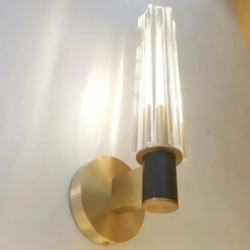 Modern Nordic Clear Crystal Sconces Brass for Parlor Dining Bedroom Wall Led Lights Bulb E14 Bedroom Lamps Indoor
