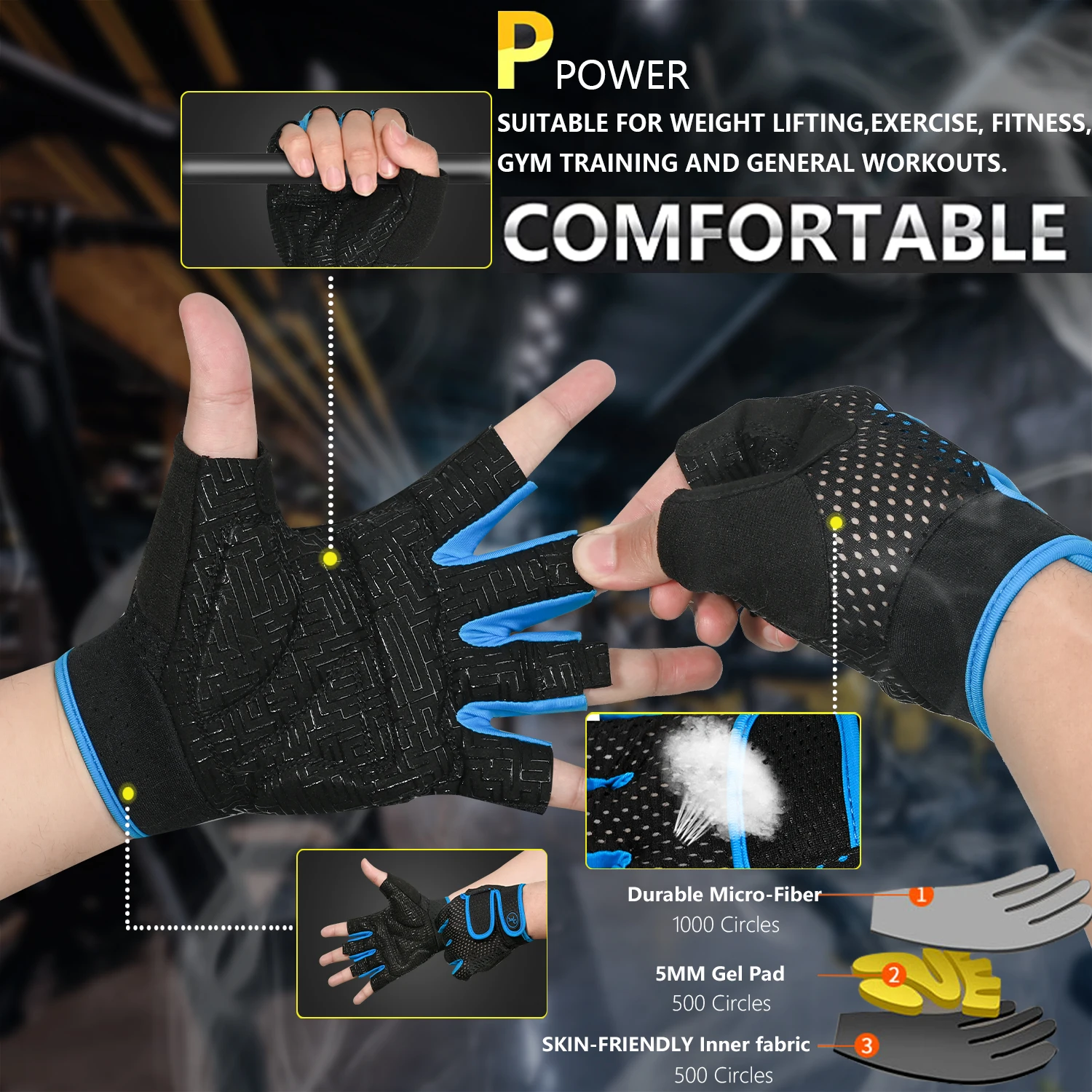 MOREOK Gym Gloves Breathable Anti-slip Pull Ups Training Yoga Body-building Exercise Fitness Workout Weight Lifting Gloves Men 4