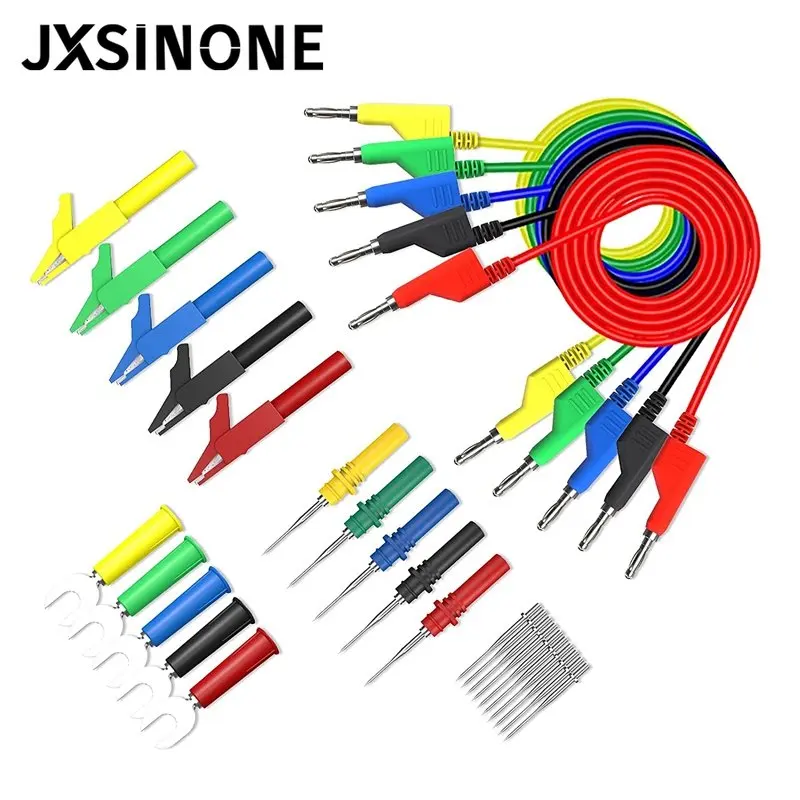JXSINONE P1036 시리즈 4mm 바나나-바나나 플러그 테스트 리드 키트(악어 클립 U형 및 펑크 테스트 프로브 키트 포함 멀티미터용)