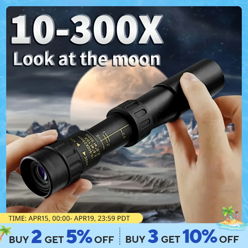 Teleskop z zoomem 10-300x40 HD Przenośna, mocna lornetka Profesjonalny monokular dalekiego zasięgu Niski noktowizor do polowań 1 Teleskop z zoomem 10-300x40 HD Przenośna, mocna lornetka Profesjonalny monokular dalekiego zasięgu Niski noktowizor do polowań