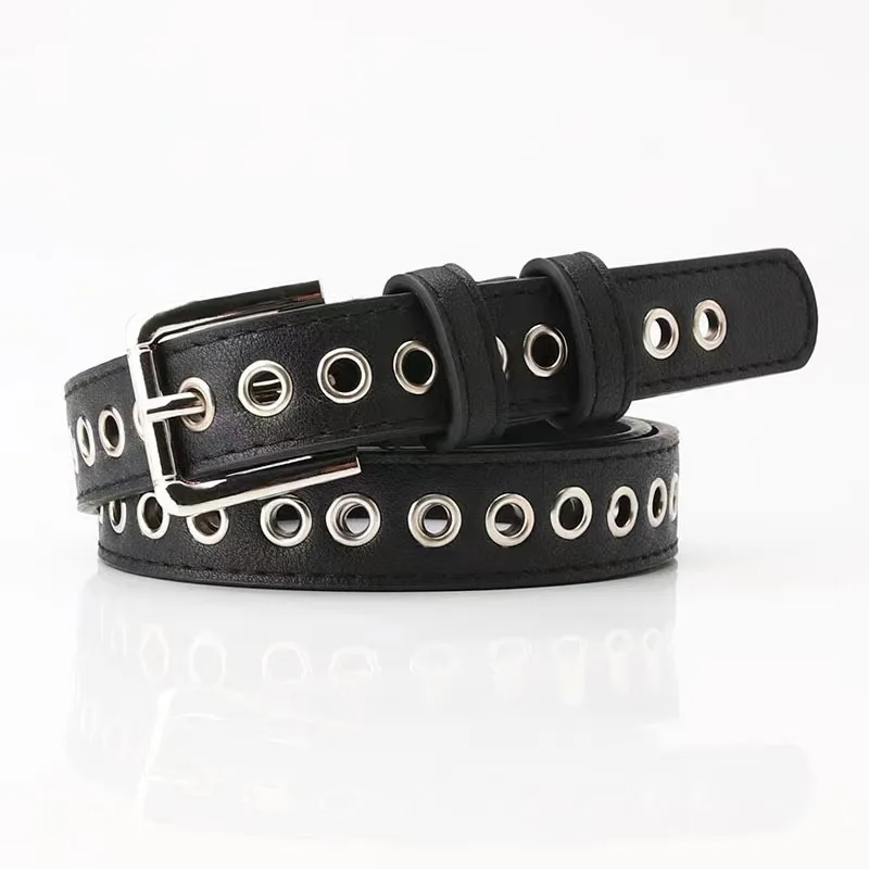 

New Metal Gas Eye Belt for Women Non-perforated Trendy Jeans Accessories Punk Fashion Hollow Pin Buckle Thin Belts