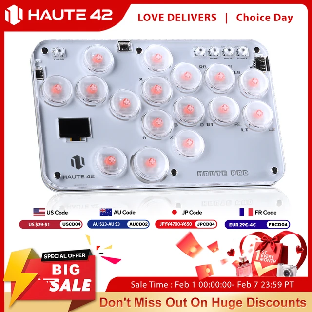 Haute42 Arcade Hitbox Controller Fight Stick PC  Joystick Hitbox Controller Keyboard For Ps4 / Switch/Steam Arcade Fighting PC