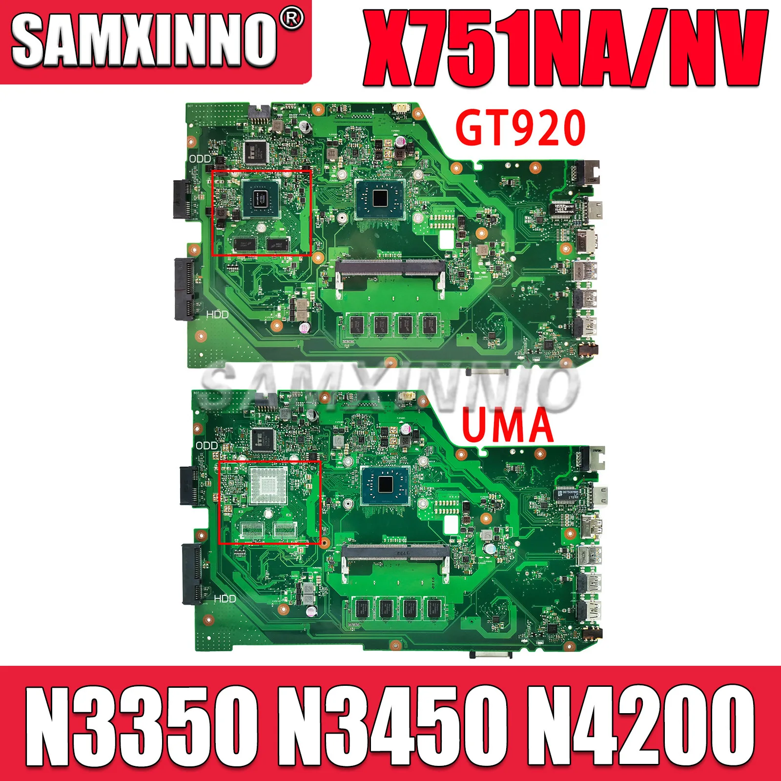 Материнская плата X751NA Материнская плата ASUS X751N X751NV X751NC для ноутбука с процессором N3350 N3450 N4200 4 Гб ОЗУ UMA/GT920MX, полностью протестирована