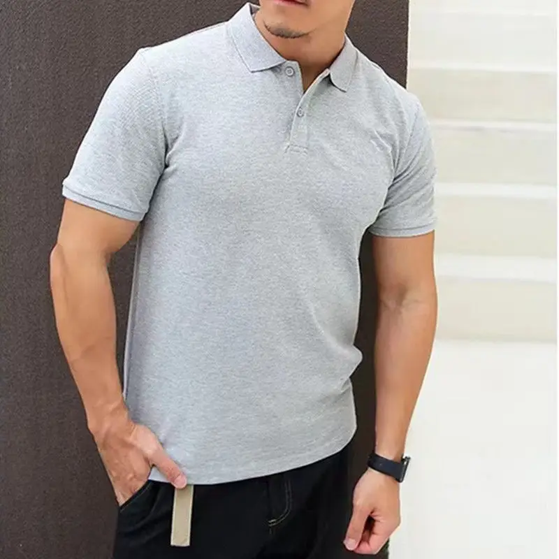 thumbnail image 1 of Camiseta con cuello para hombre, camisetas blancas, polos ajustados, camisetas lisas para hombre, ropa de gimnasio para hombre, ropa informal cómoda, talla XL, 1 of 5