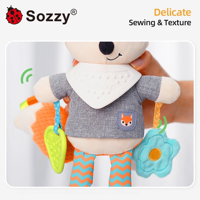 New Born Stuffed Toys Appease Fox Baby Toys Stuff Doll Hanging Rattle Plush Teething for Kids Car Seat Stroller Bedside Bell 6