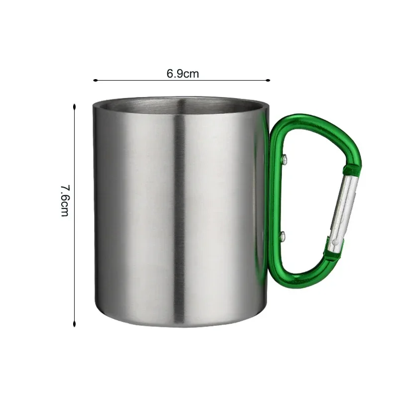 220ml Stainless Steel Cup for Camping Traveling Outdoor Cup with Handle Carabiner Climbing Backpacking Hiking Portable Cups