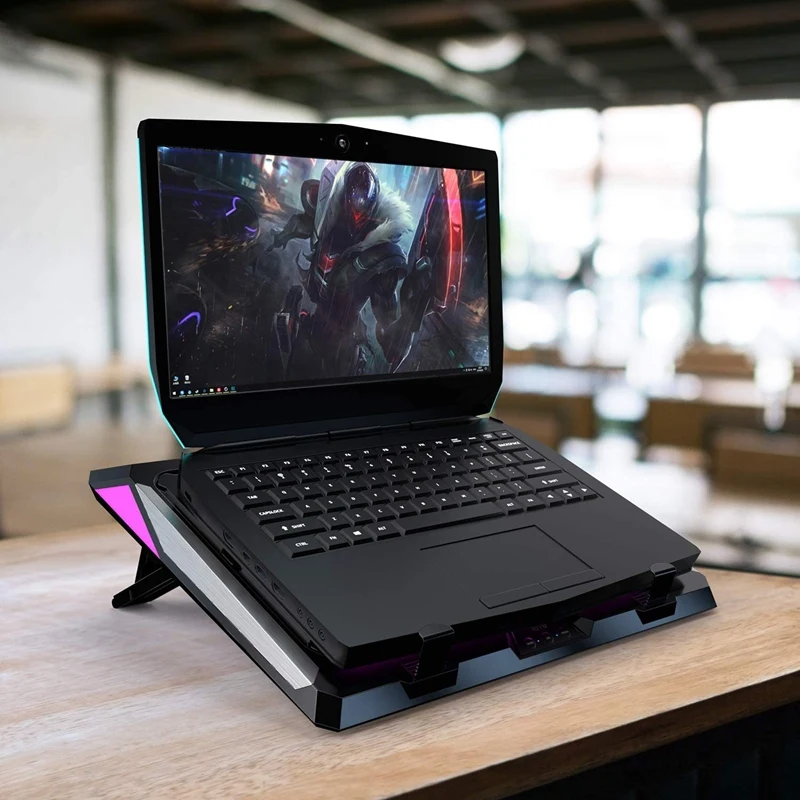 IETS GT300 Double Blower Laptop Cooling Pad for Gaming Laptop Cooler Pad with Dust Filter and Colorful Lights laptop cooling pad