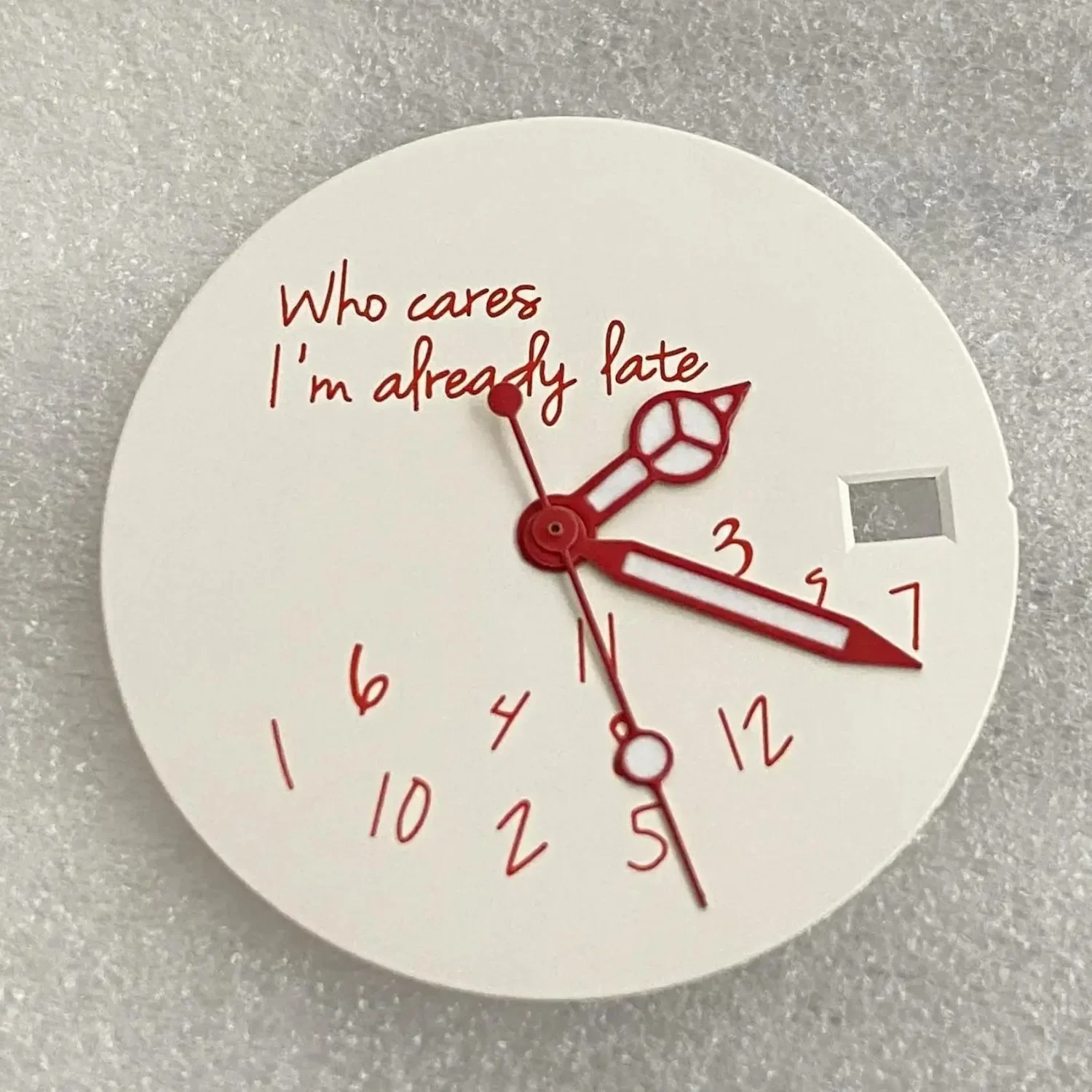 Sleek 28.5mm DIY Watch Dial – Bold 'It's Already Late' Design