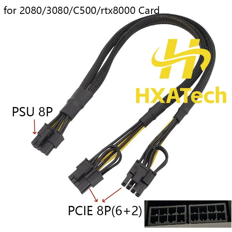 PCIe 8pin Female to Dual 8pin(6+2)pin Male GPU Splitter Power Cable PCIe 8pin Female to Dual 8pin(6+2)pin Male GPU Splitter Power Cable