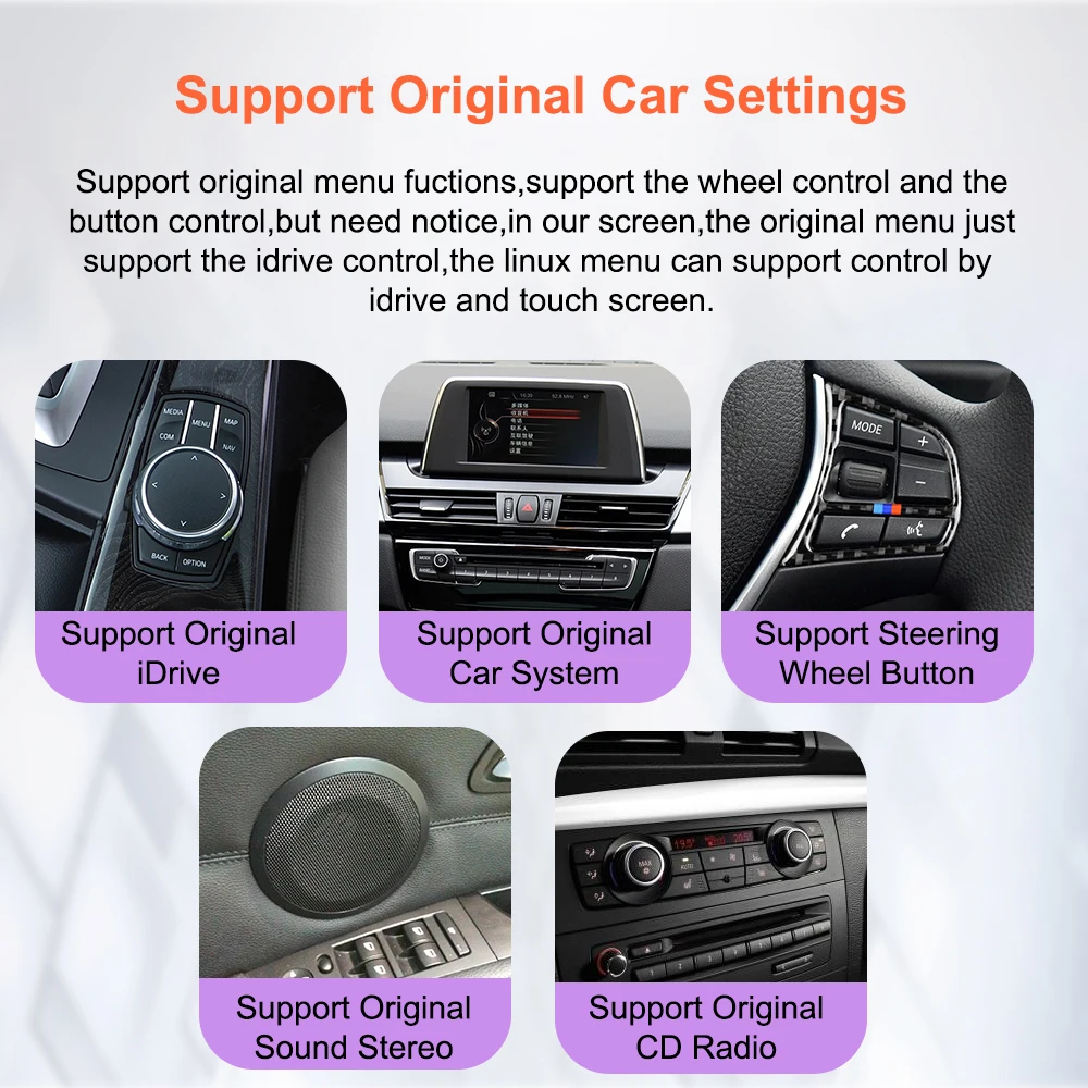 Pantalla táctil inalámbrica Bonroad de 8.8" con Linux y Carplay para BMW Serie 3/5 E60 E61 E90 E91 E92 E93 con sistema CCC CIC, Android Auto, Airplay y reproductor multimedia para automóvil. 6