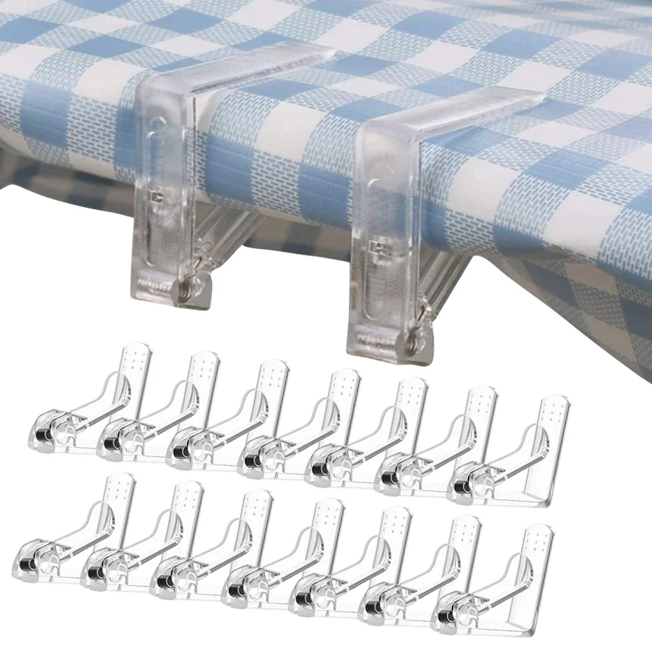 

4/6pcs Plastic Tablecloth Clips Transparent Non-slip Securing Holder Decorative Tablecloth Clamp Holder Table Cover Clamps