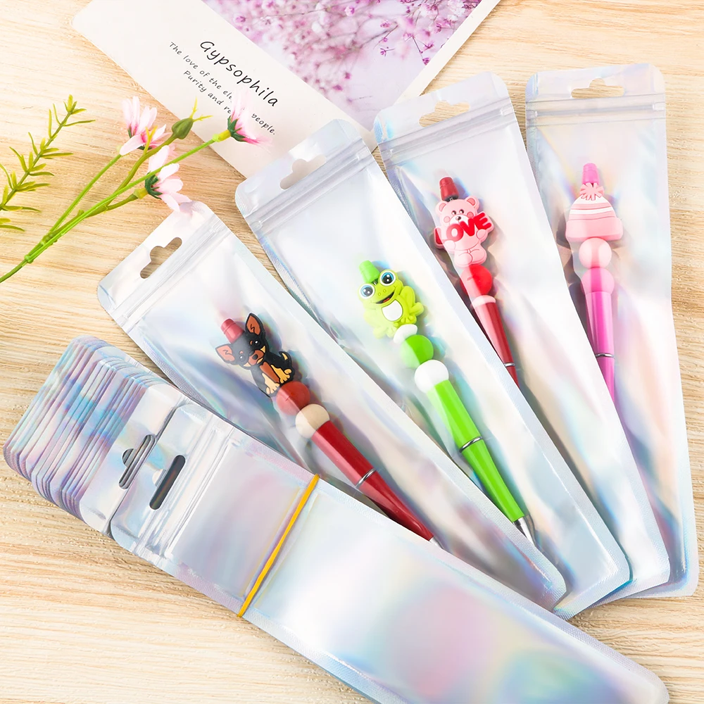 100~800Pcs/Lot Clear Sealable Packaging Bag With Hang Hole With Zip Lock Plastic Bags For Beadable Pen Jewellery Accessories