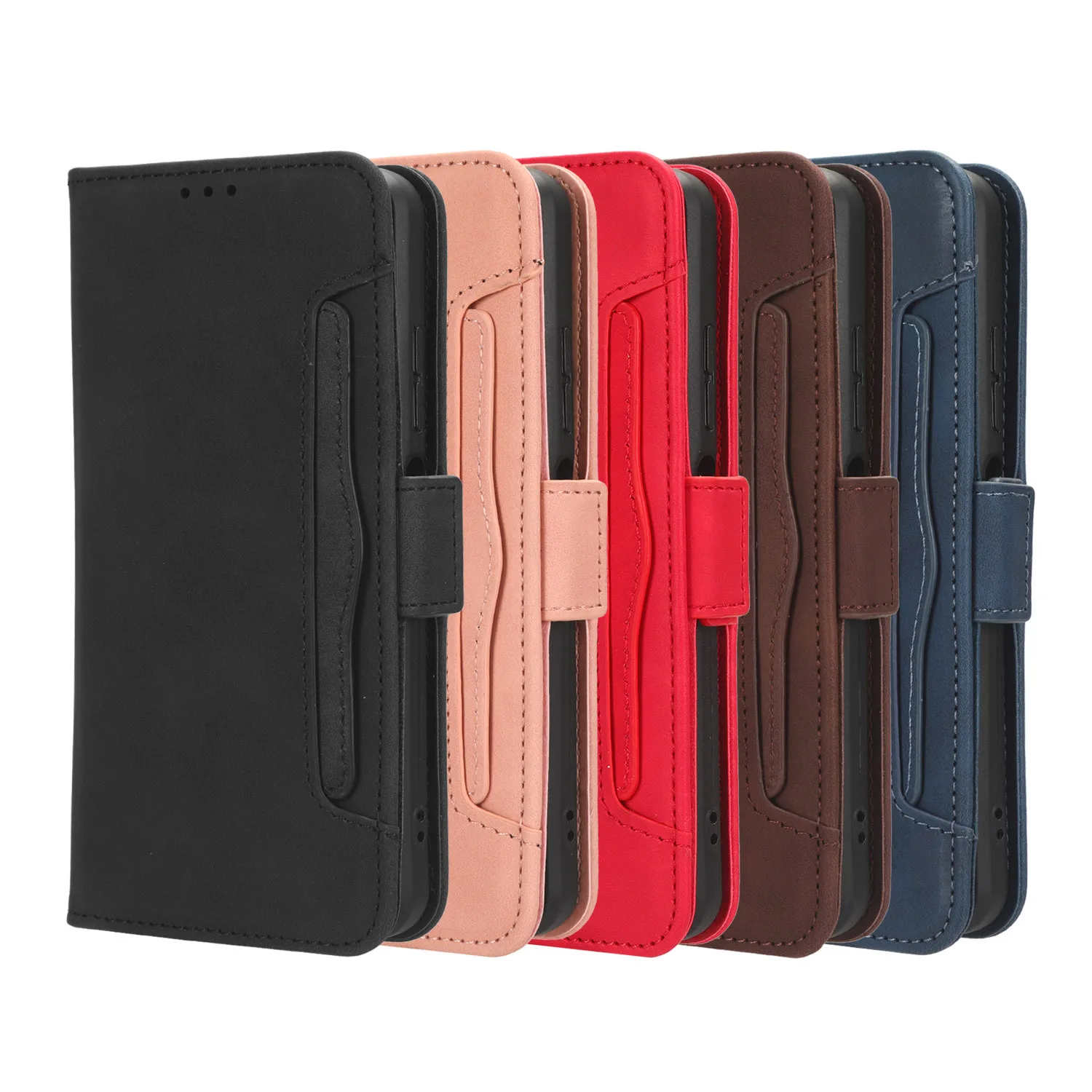Leather Wallet Case with Magnetic Book Stand and Card Holder