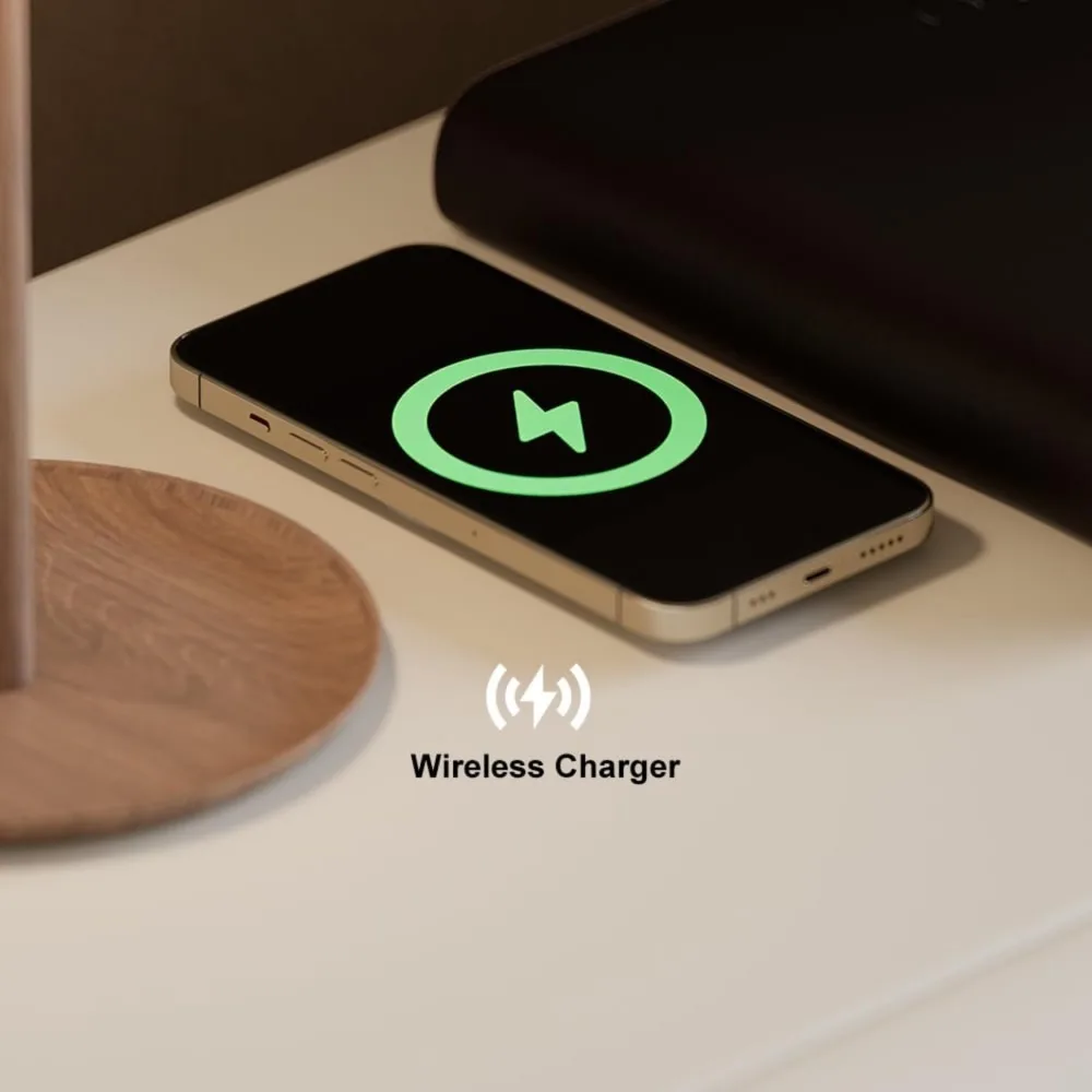 Smart Nightstand Modern White Leather Nightstands with Wireless Charger Bedside Table with 2 Drawers for Bedrooms 3