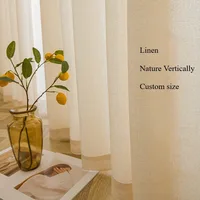 Japanese Linen Texture Sheer Tulle Curtains for Living Room Bedroom Kitchen Customiz Decor Transparent Voile Natural Wood Wind 1