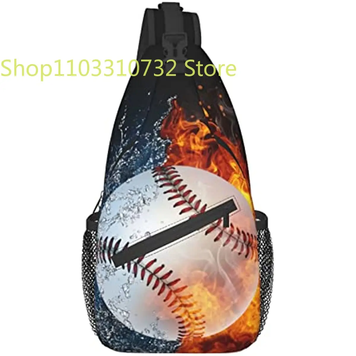 

Sling Bag Baseball Fire Water Sport Hiking Daypack Crossbody Shoulder Backpack Travel Chest Pack for Men Women
