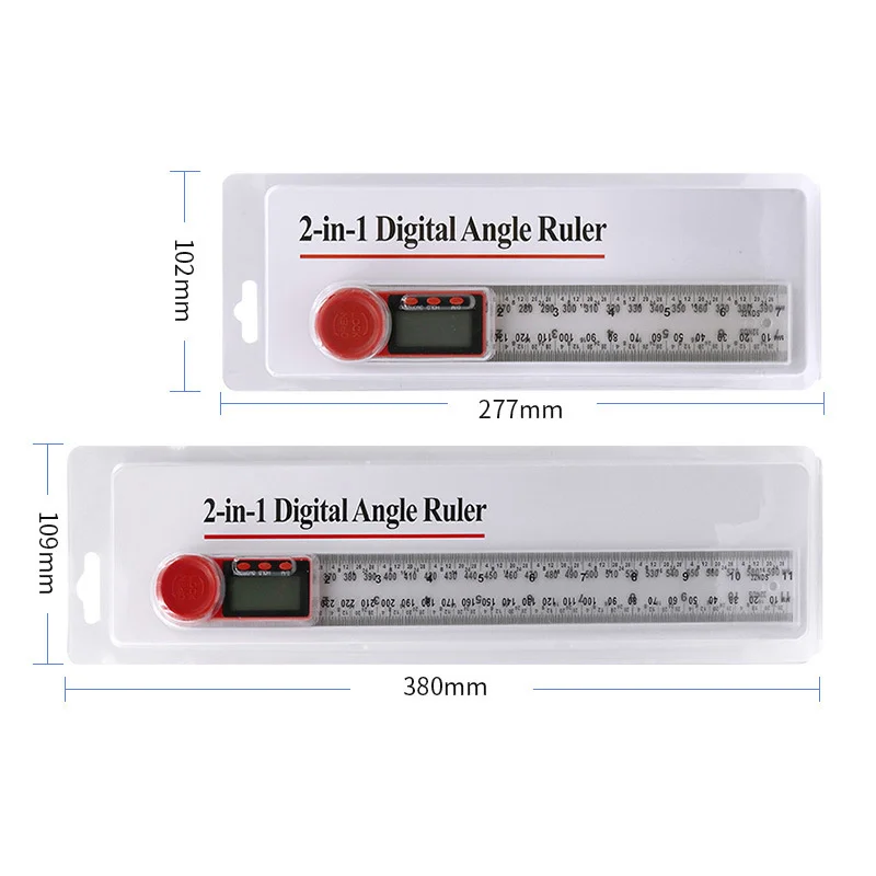 50pcs Transparent Digital Display Angle Ruler 2 in 1 Protractor Caliper Digital Display Caliper Traveling Leveling Ruler