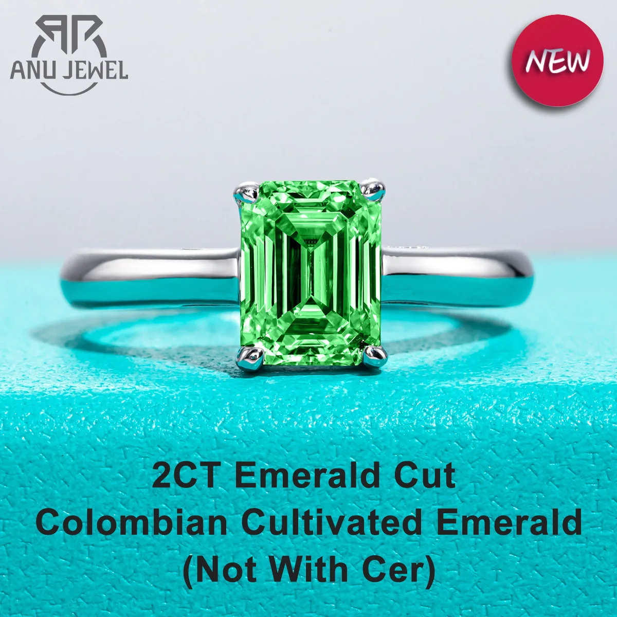 Engagement Ring 2ct 6*8mm Emerald 1