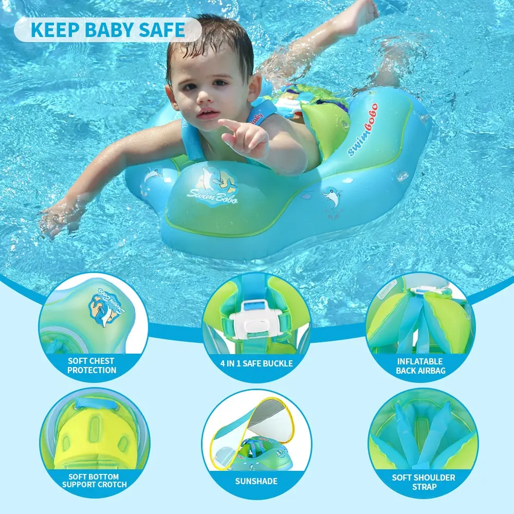 Swimming Pool Float Swimbobo Baby Swimming Pool Float With Canopy Inflatable Infant Floating Ring Kids Swim Accessories Circle Bathing Summer Toys