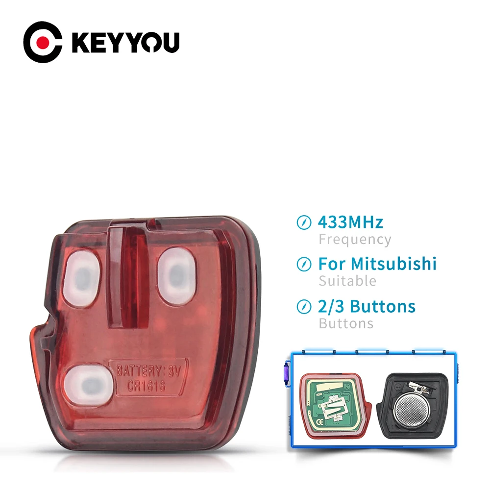 KEYYOU 자동차 원격 키 패드 Mitsubishi Outlander Pajero Triton ASX Lancer Shogun 433M..