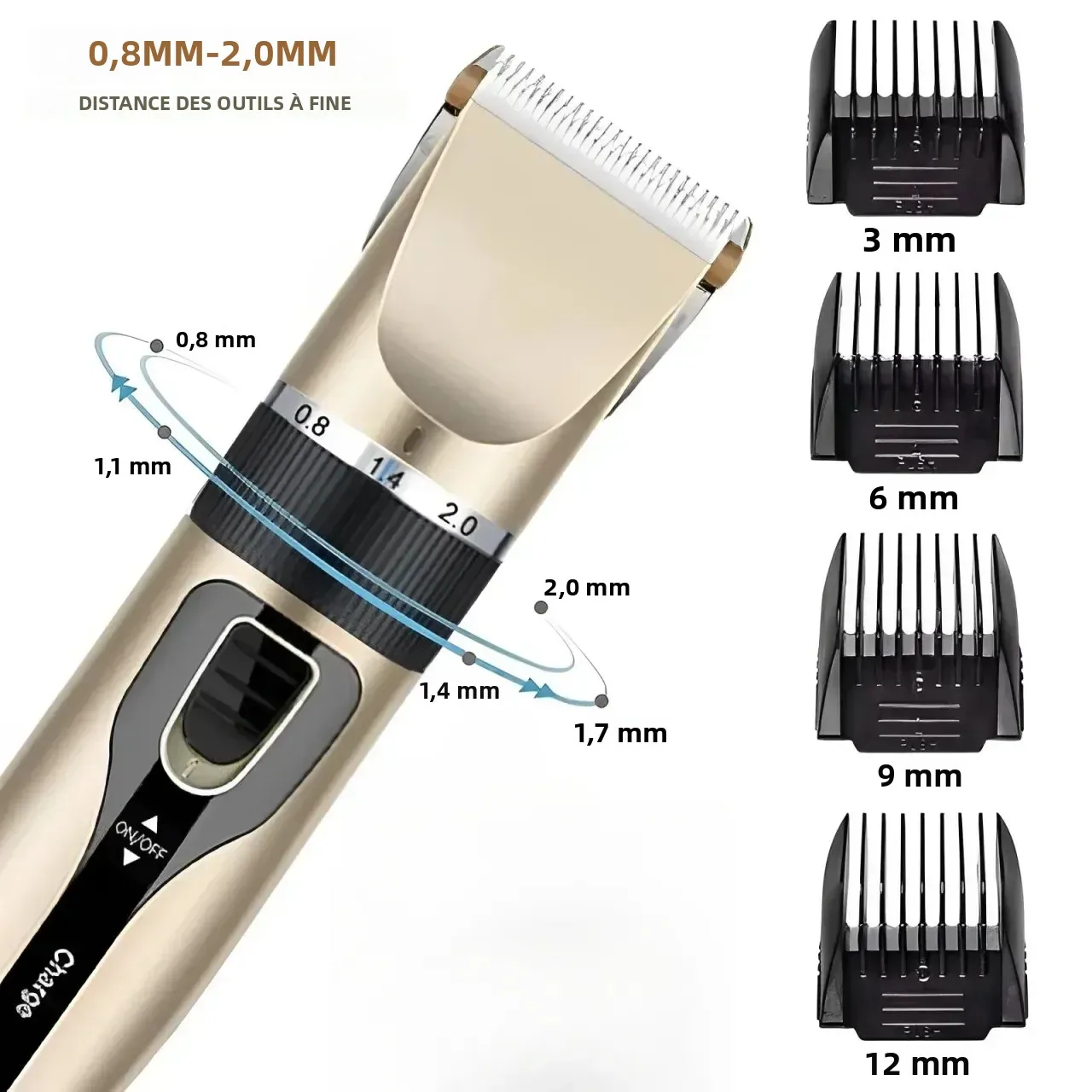 Ensemble de tondeuse à cheveux électrique domestique, tondeuse à cheveux à faible bruit et longue durée de vie de la batterie, rasoir rechargeable par USB et outil de coupe de cheveux. – Image 5
