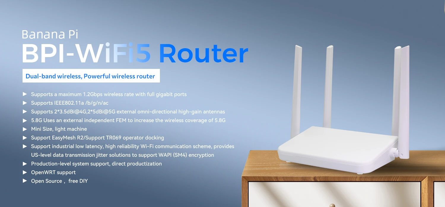Banana Pi BPI-Wifi5 High Performance Dualband Wireless Router Siflower SF19A2890