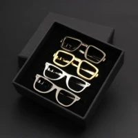 Fashion Metal Men Tie Clip Set With Gift Box Gentlemen Classic Necktie Tie Bar Clasp Clip Pin Gold Black Glasses Wedding Jewelry