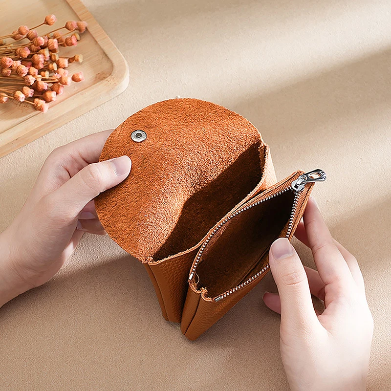 One Layer Cowhide Women's Small Purses Fashion Female Short Coin Wallets Pouch Handbag For Girls Card Holder Money Bag