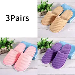 Luxurious Non-Slip Indoor Hotel Slippers - Set of 3 Pairs - One Size (Mix color 5)