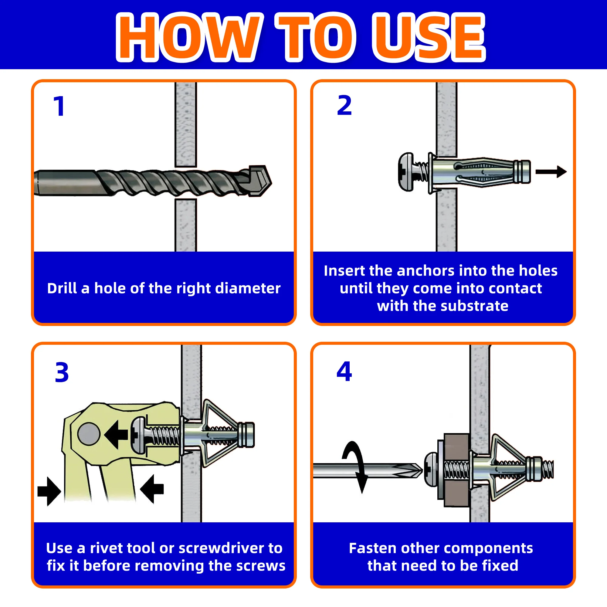 Petal Fasteners Screw Jack Nuts Anchors Expansion Plugs Rivets Locking Bolts M4/M5/M6/M8 10pcs/50pcs Packs