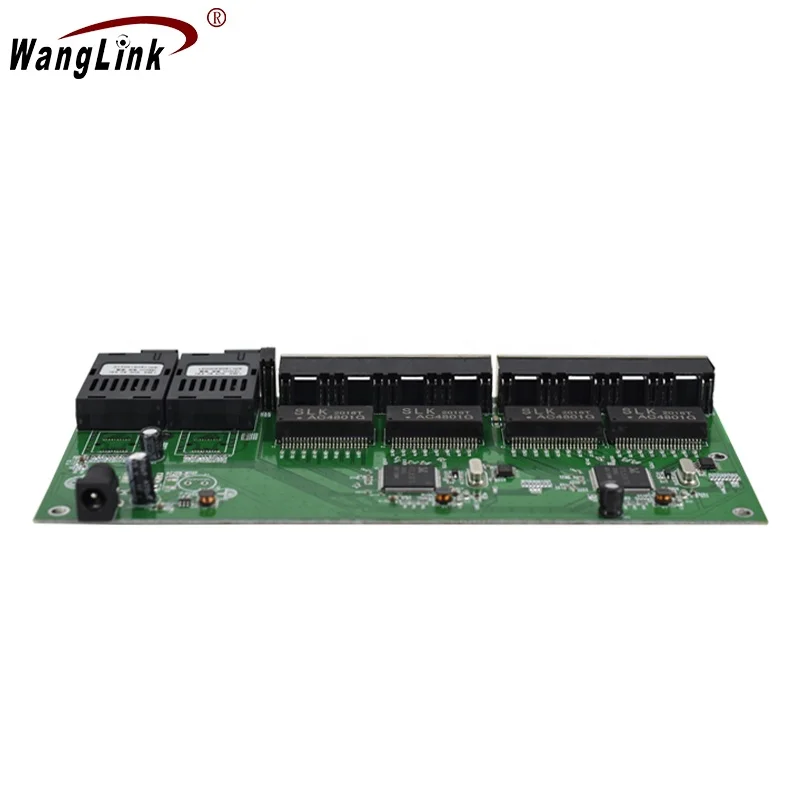 Wanglink Gigabit  Reverse POE Switch 8 RJ45 2 SC Fiber Media Converter Fiber Optical UTP Port PCBA