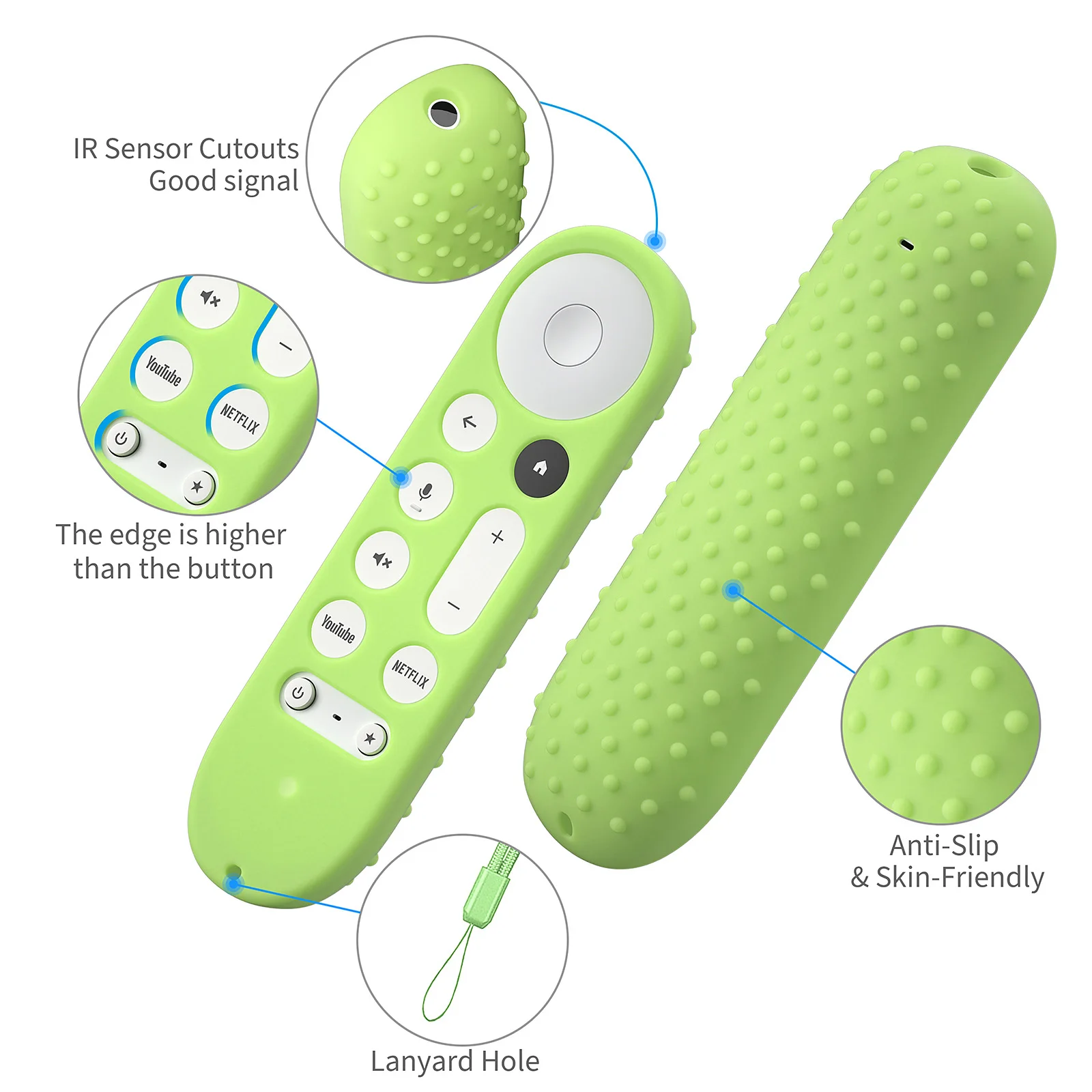 Non-slip Silicone Case for Google TV Remote Control