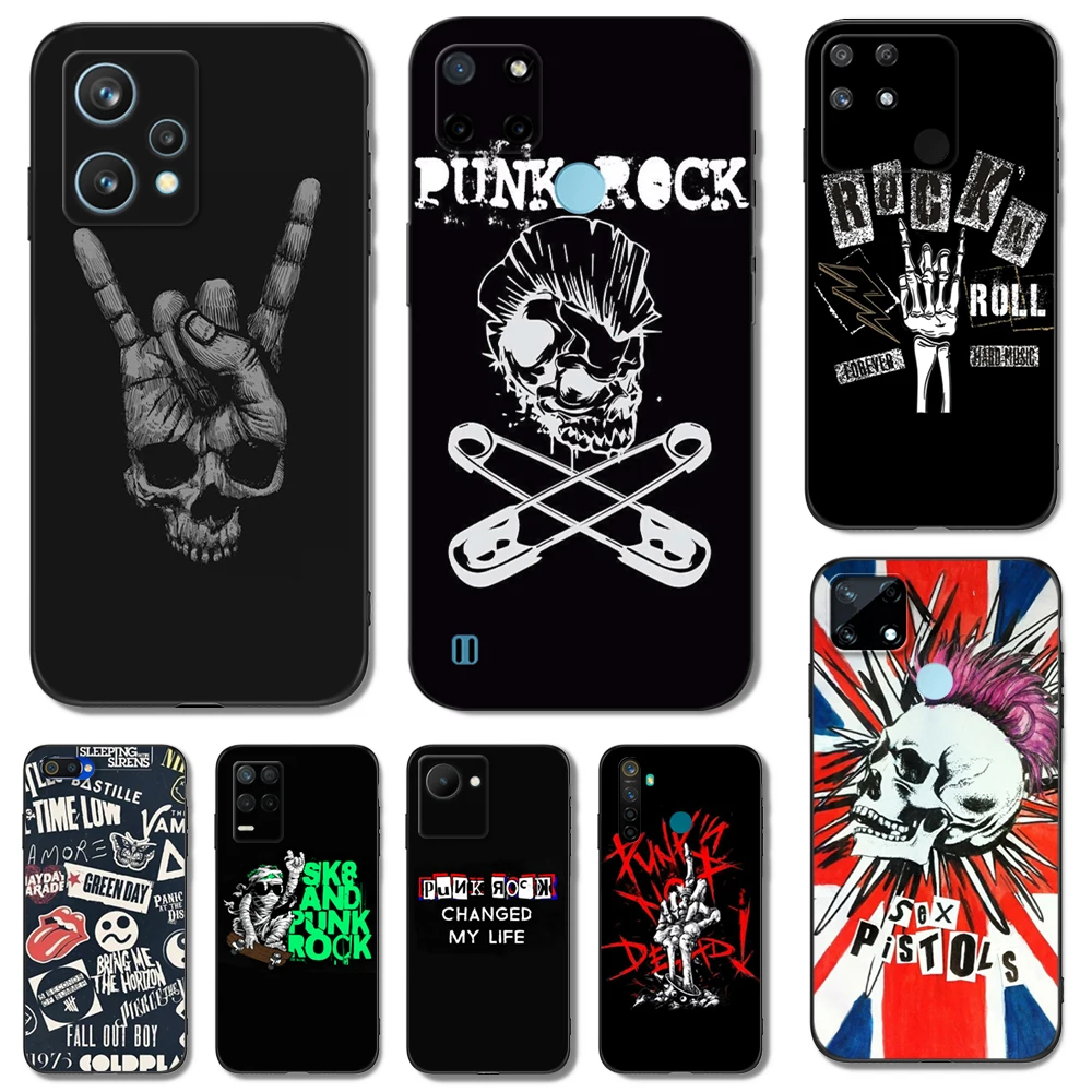 Black Tpu Case For Realme Q5 X Xt X2 X3 Superzoom X50 V13 Q3I X7 Pro Ultra Gt Master Edition Punk Rock