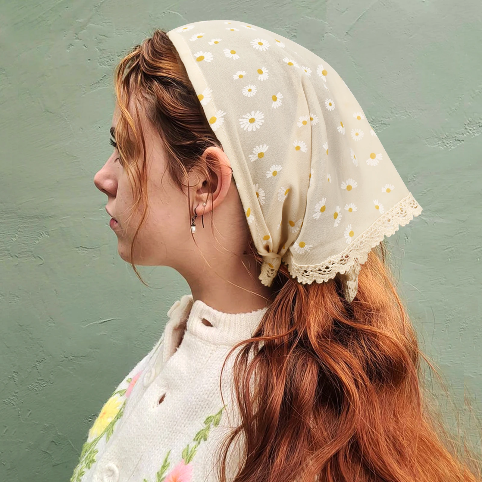 Small Floral Triangle Headband Bandana For Women Seaside Holiday Hair Accessories Hair Scarf Turban Hair Bands Retro Styling