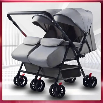 Twin Stroller, Double Seat/double Recline Stroller, Foldable, Suitable for Two People and Can Be Taken Into Elevators. 1