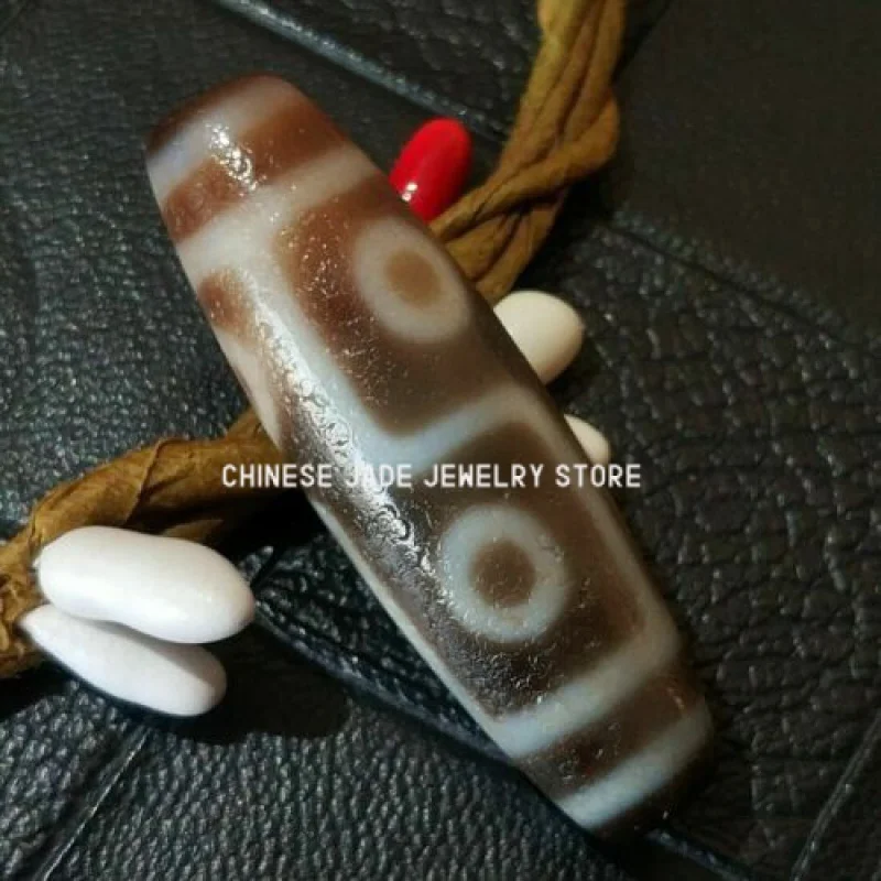 

Antique Magic Old Tibetan Agate *6 Eyes* Amulet Dzi Bead B0724