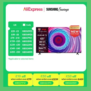 TCL New Launch 65RC650K 65-inch QLED Pro Television, 4K Ultra HD, Roku TV (Smart TV with Dolby Vision & Audio, HDR 10+