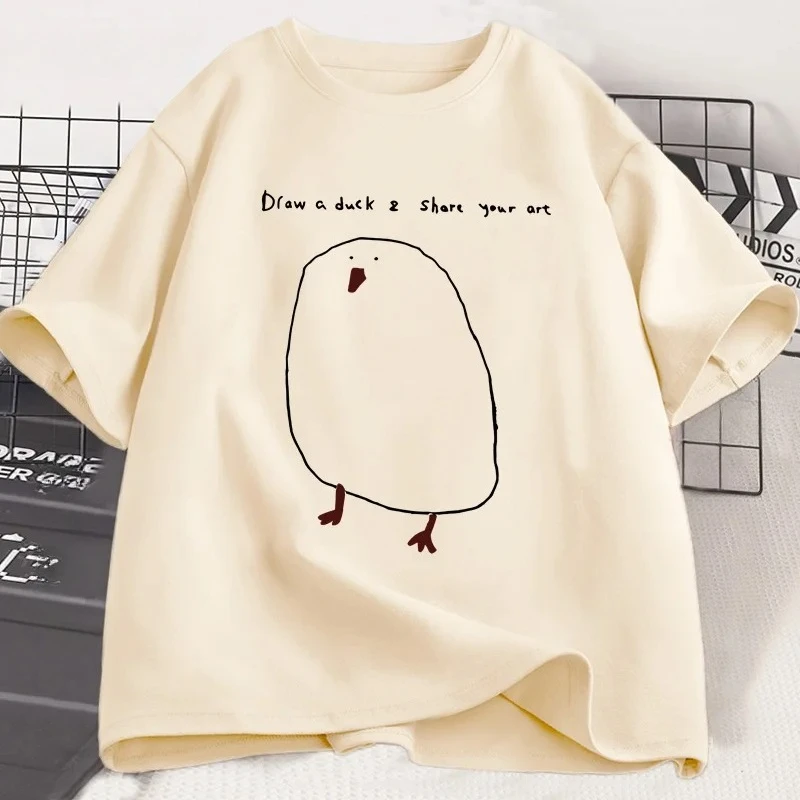 Lustige Ziehen Ente T Shirt Frauen Casual Lustige Gedruckt T-shirt Sommer Kurzarm Kühlen Rundhals Frauen Kleidung T-shirt Grafik Y2K