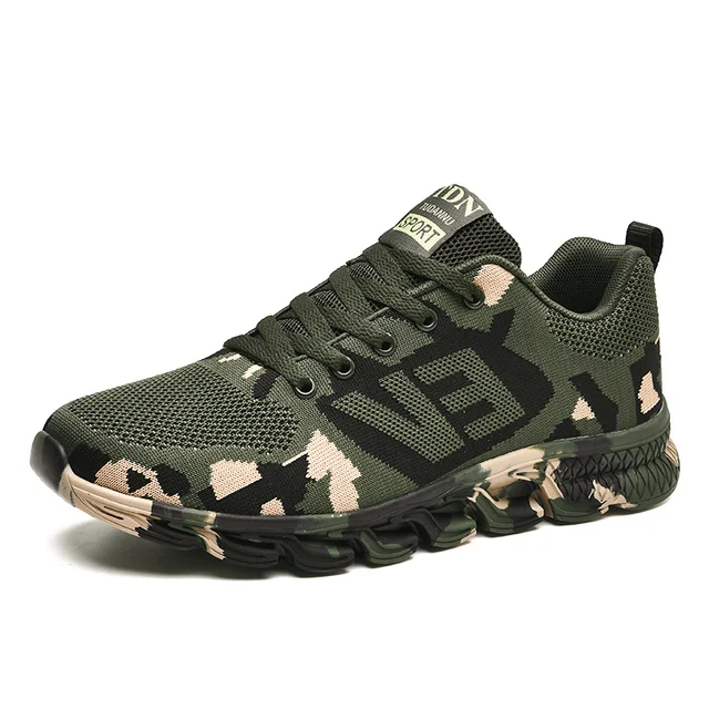 Breathable Running Shoes for Men and Women Army Green Camouflage Training Shoes